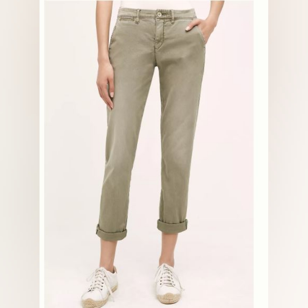 Pilcro and the Letterpress Light Green Hyphen Low-Rise Boyfriend Chinos-Size 28P - Picture 6 of 8